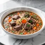 slow cooker beef and barley stew - featured image