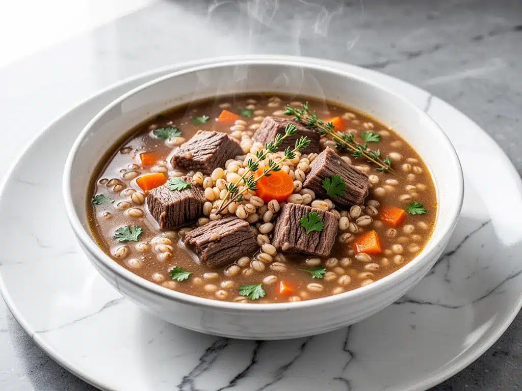 slow cooker beef and barley stew - featured image