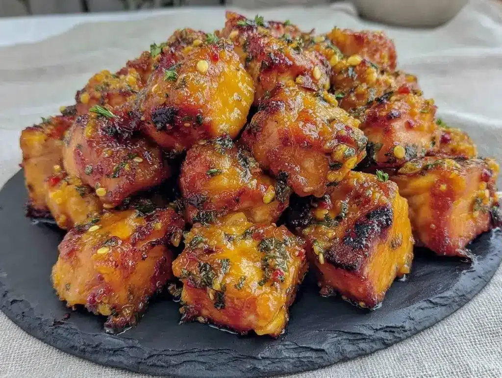 baked honey sriracha salmon bites - featured image