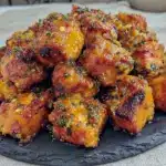 baked honey sriracha salmon bites - featured image