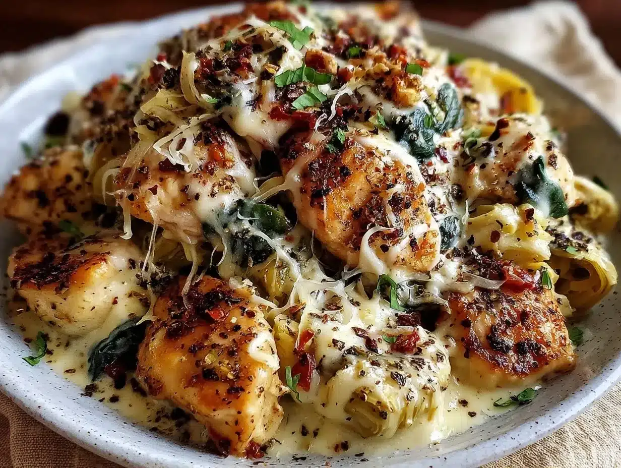Creamy Spinach Artichoke Chicken Skillet: Perfect Small Batch 4 creamy spinach artichoke chicken skillet for one preparation steps