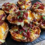 crispy game day potato skins with bacon - featured image