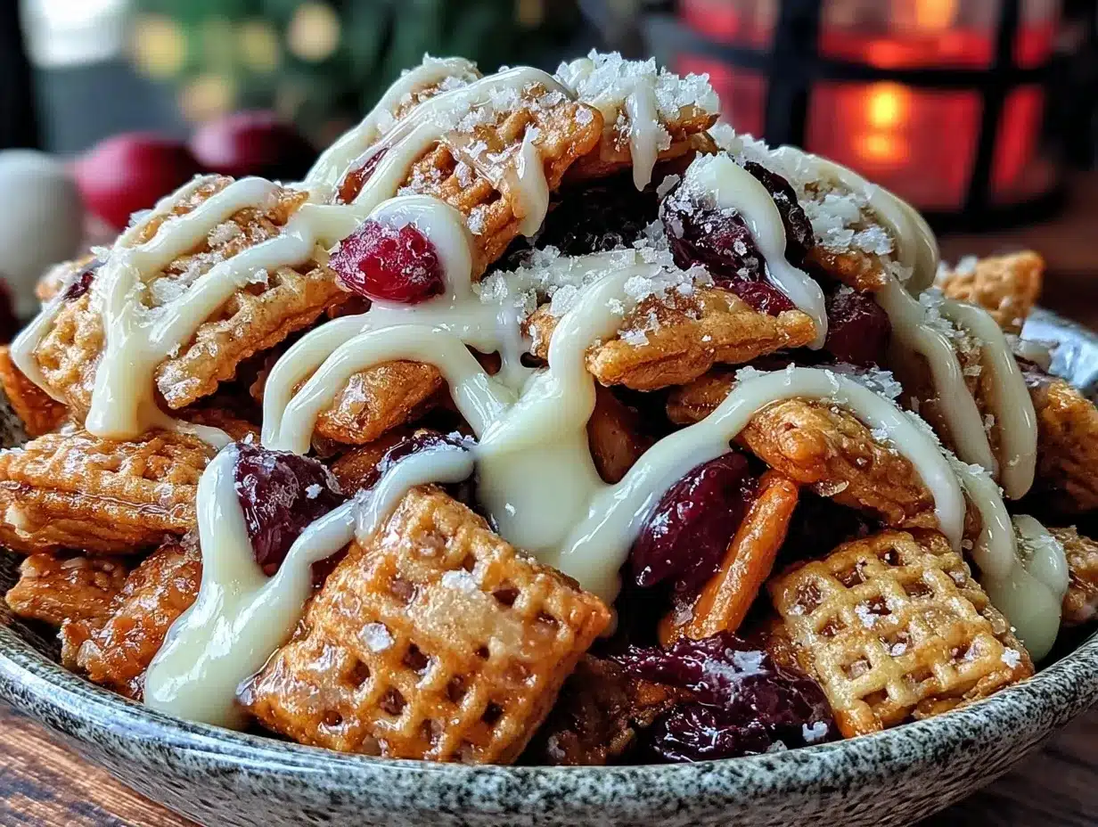 Easy Fall Harvest Chex Mix with White Chocolate: 5min Prep 4 Easy Fall Harvest Chex Mix with White Chocolate preparation steps