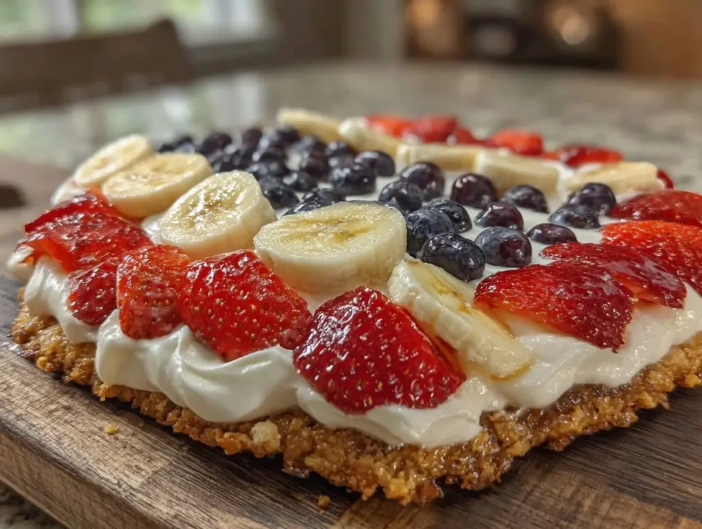 easy patriotic fruit pizza - featured image