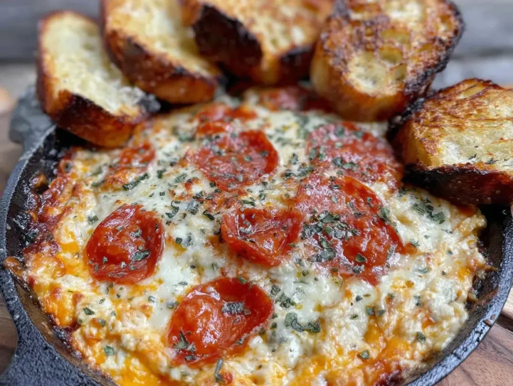 Game Day Cheesy Pepperoni Pizza Dip - featured image