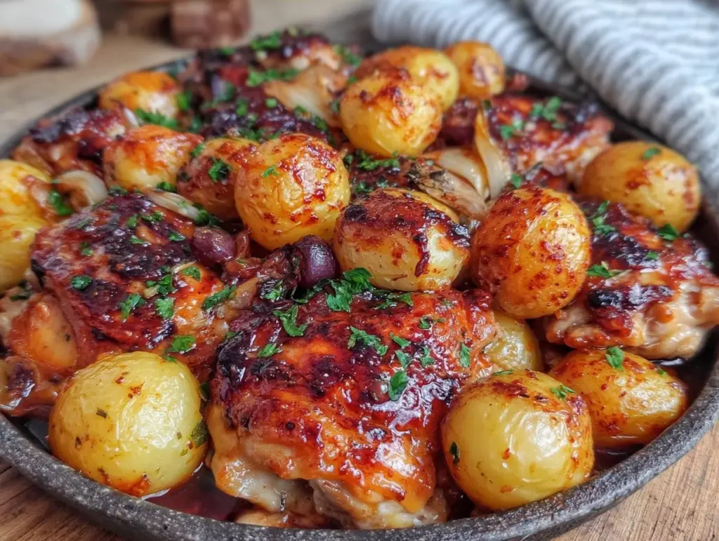 one pan garlic butter chicken and potatoes - featured image