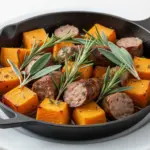 roasted pumpkin and sausage skillet - featured image